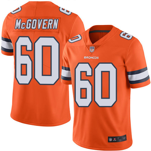 Men Denver Broncos #60 Connor McGovern Limited Orange Rush Vapor Untouchable Football NFL Jersey